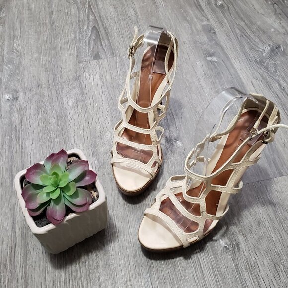 Aldo * Honeycomb Strappy Leather Heels Sz 40 - Picture 2 of 10